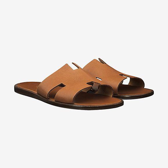 Hermes Paris Brown Leather Slippers - Obeezi.com