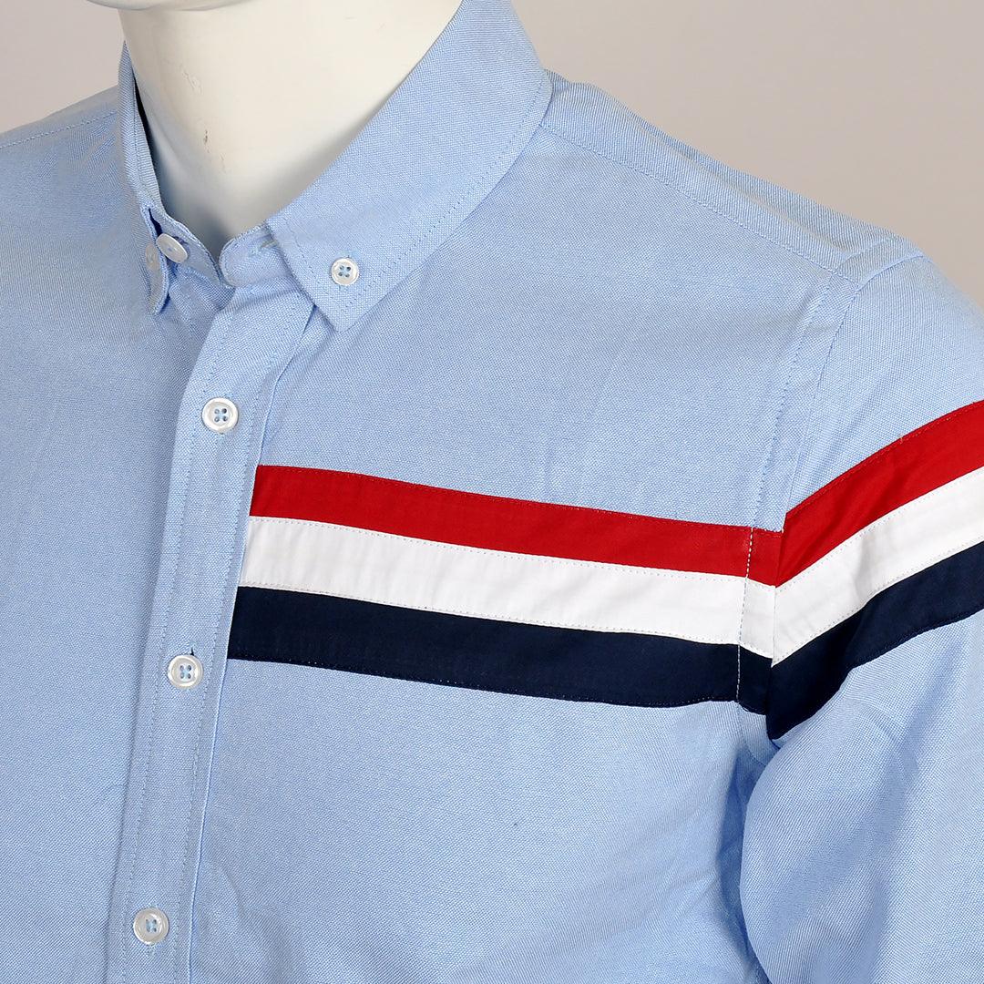 HF Flag Striped Cotton Long Sleeve Button Down - Skyblue - Obeezi.com