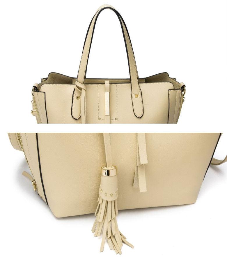 High Quality PU Leather Fashion Elegant Fringe Handbag - Apricot - Obeezi.com