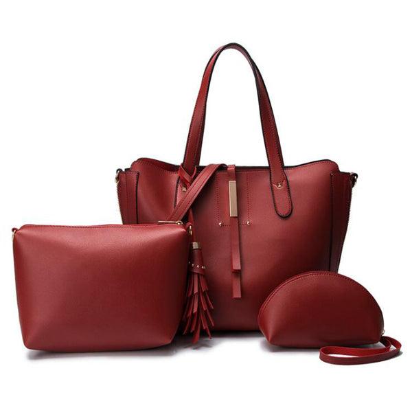 High Quality PU Leather Fashion Elegant Fringe Handbag - Red - Obeezi.com