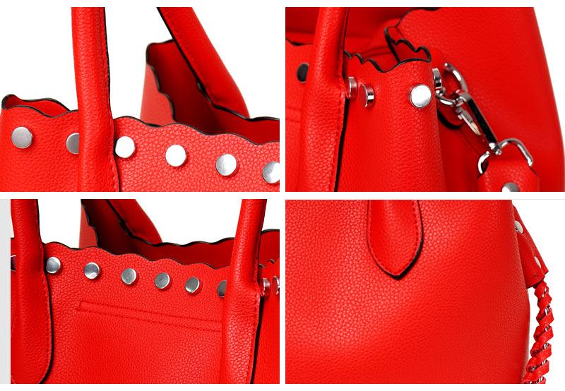 High Quality Round Shape Women Leather Khaki 2 In 1 Sets Fashion Style handbag - Obeezi.com