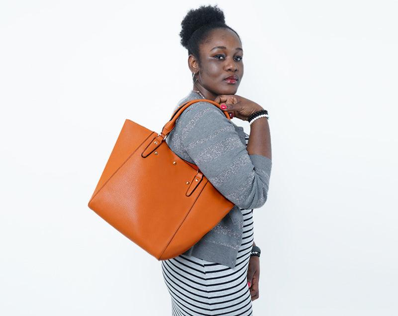 HoldAll With Detachable Inner Bag and Long Strap Shoulder Handbag-Brown - Obeezi.com