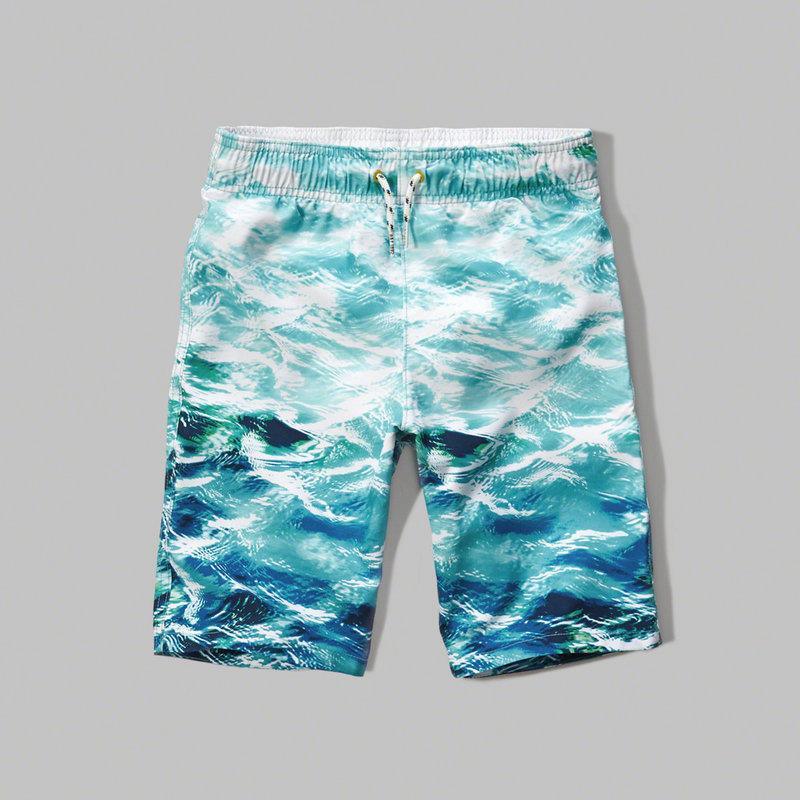 Hollister Printed Swim Shorts Men - Blue - Obeezi.com
