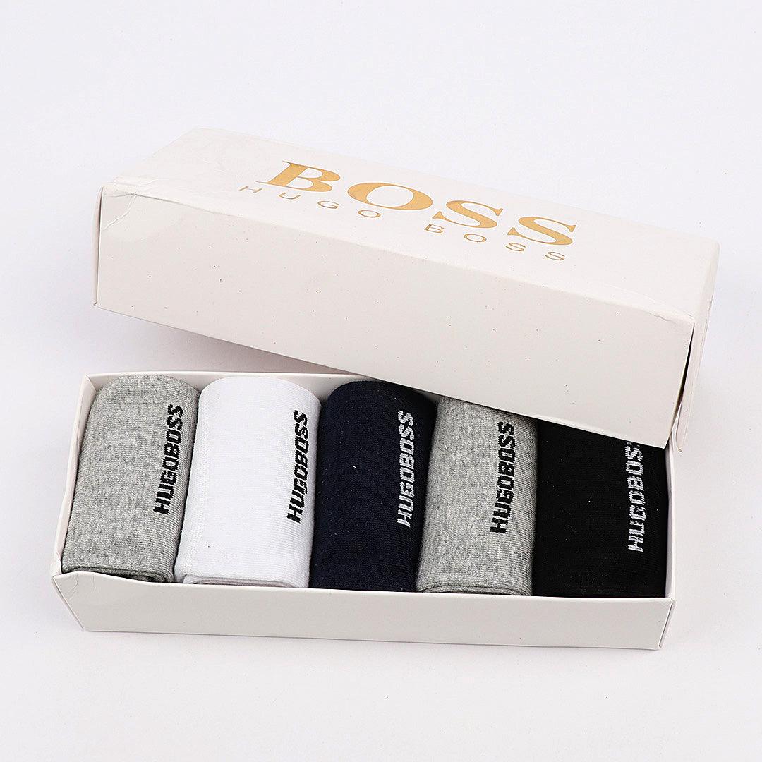 HUGO BOSS 5 In 1 Black White Ash Navyblue Socks - Obeezi.com