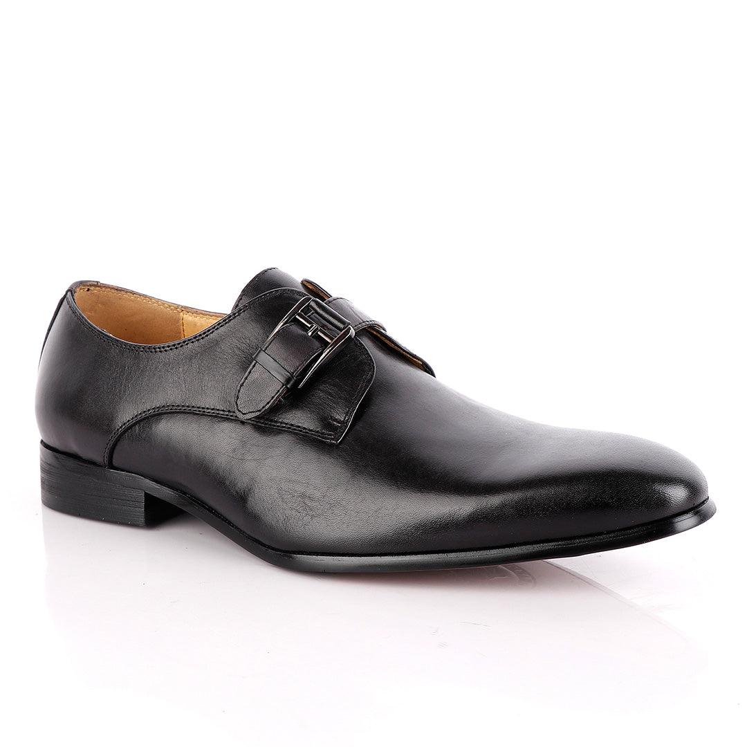 Hugo Boss Leather Single Monk-strap Black Leather Shoe - Obeezi.com