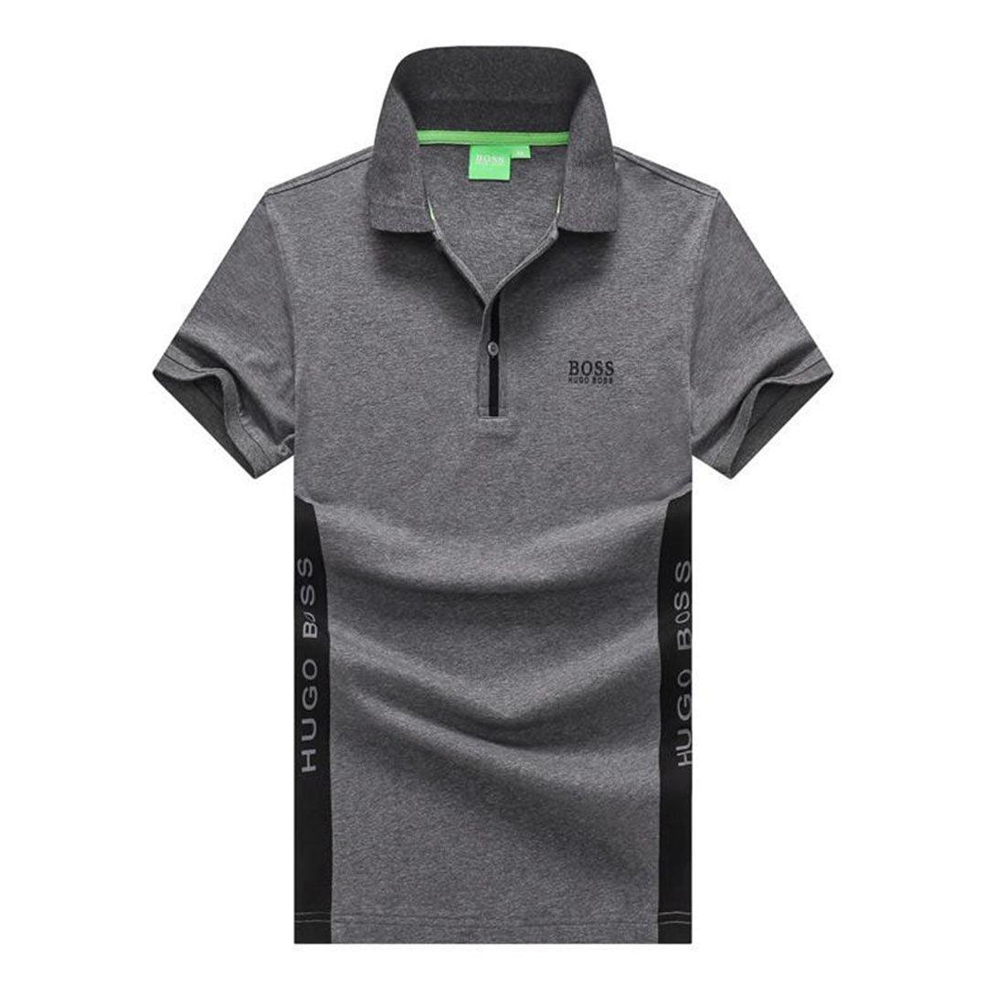 Hugo Boss Regular-Fit Polo Shirt With Side Logo- Grey - Obeezi.com