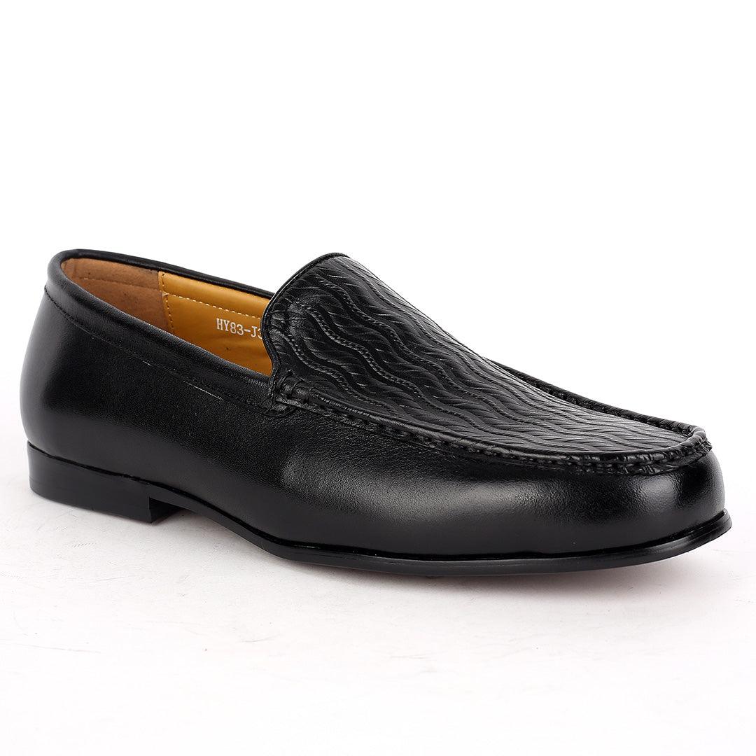 J.M Weston Black Classic Loafers Shoe With Crafted Designed Top - Obeezi.com