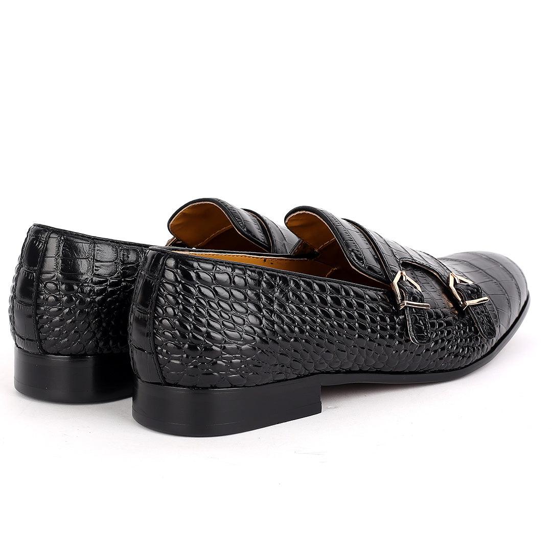 J.M Weston Black Croc Designed Mock Shoe - Obeezi.com