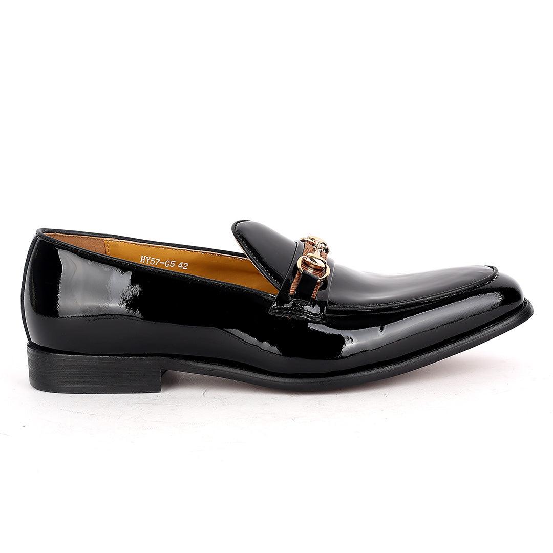 J.M Weston Classic Glossy Men's Shoe With Gold Design - Obeezi.com