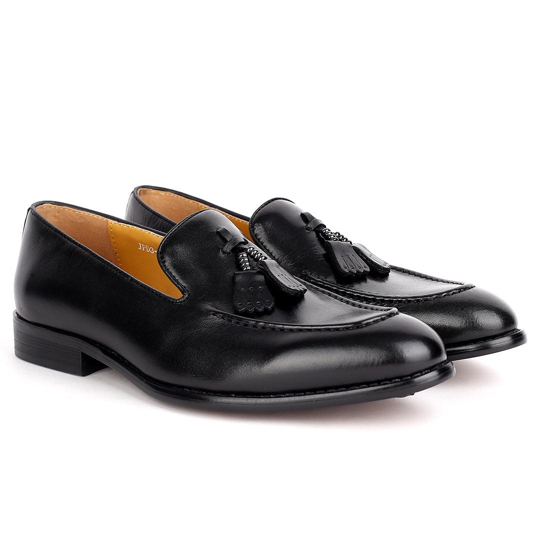 J.M Weston Elegant Black Textile Designed Leather Shoe - Obeezi.com