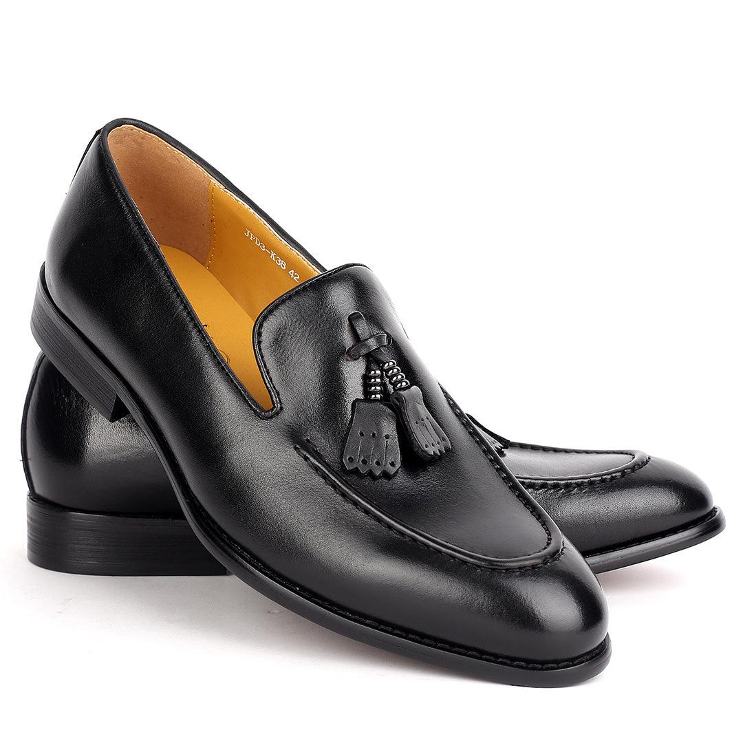 J.M Weston Elegant Black Textile Designed Leather Shoe - Obeezi.com