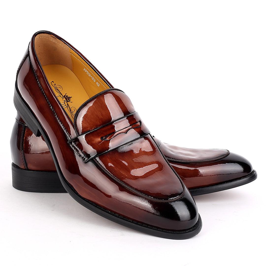 J.M Weston Executive Men's Glossy Brown Shoe - Obeezi.com