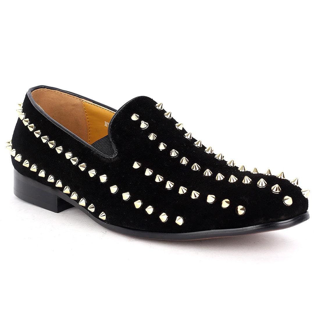 J.M Weston Exquisite Full Spike Designed Swede Shoe - Black - Obeezi.com