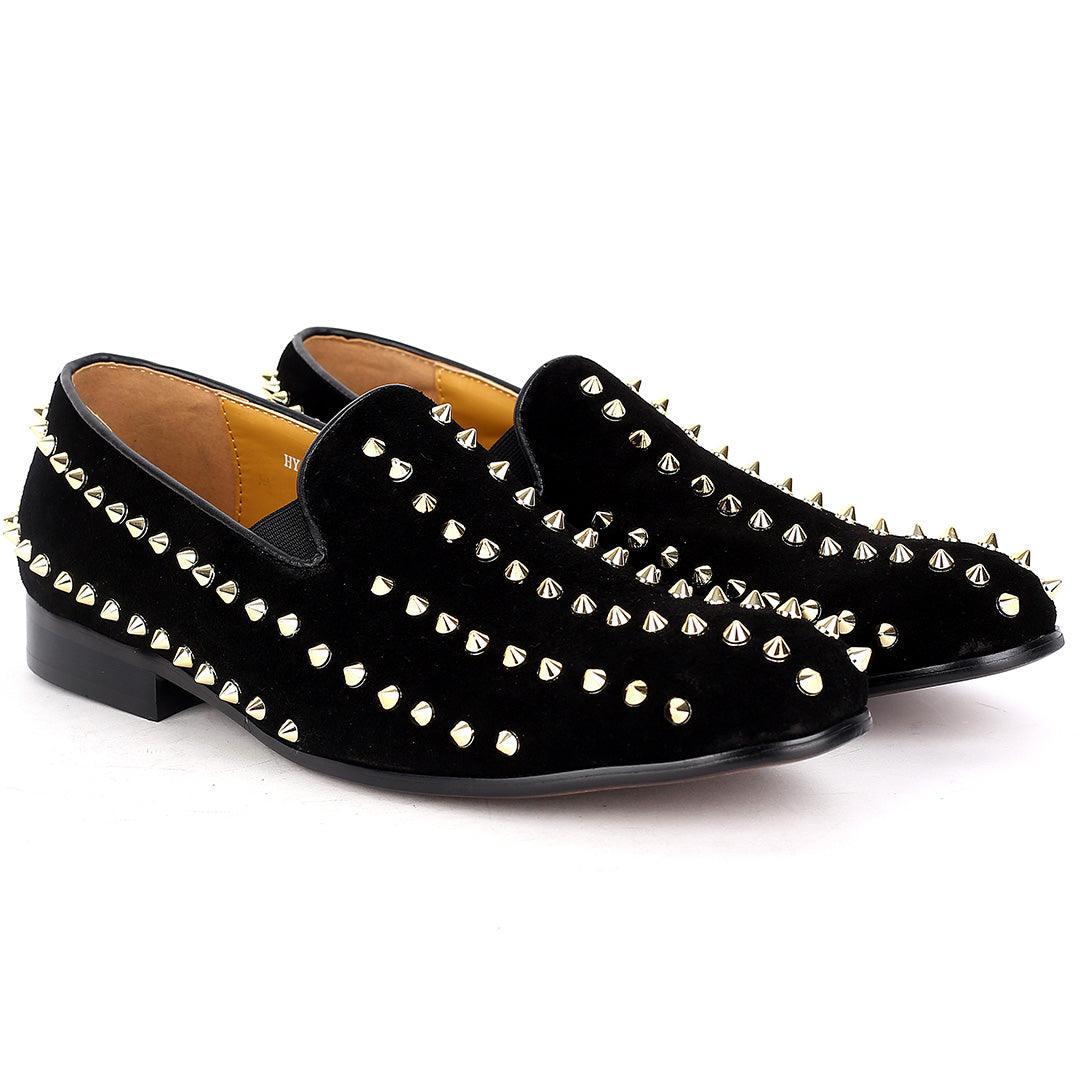 J.M Weston Exquisite Full Spike Designed Swede Shoe - Black - Obeezi.com