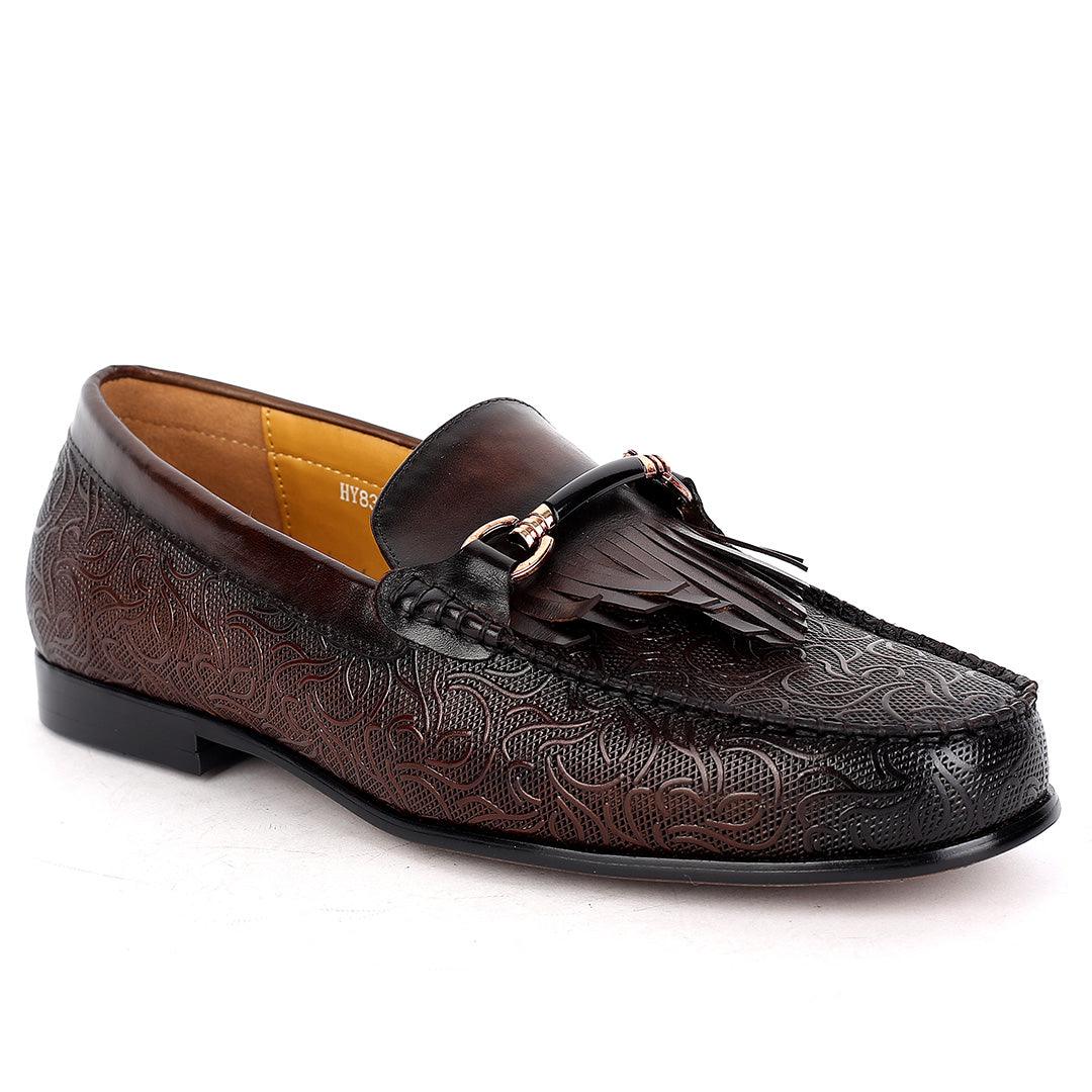 J.M Weston Exquisite Men's Fringe Designed Coffee Loafers Shoe - Obeezi.com