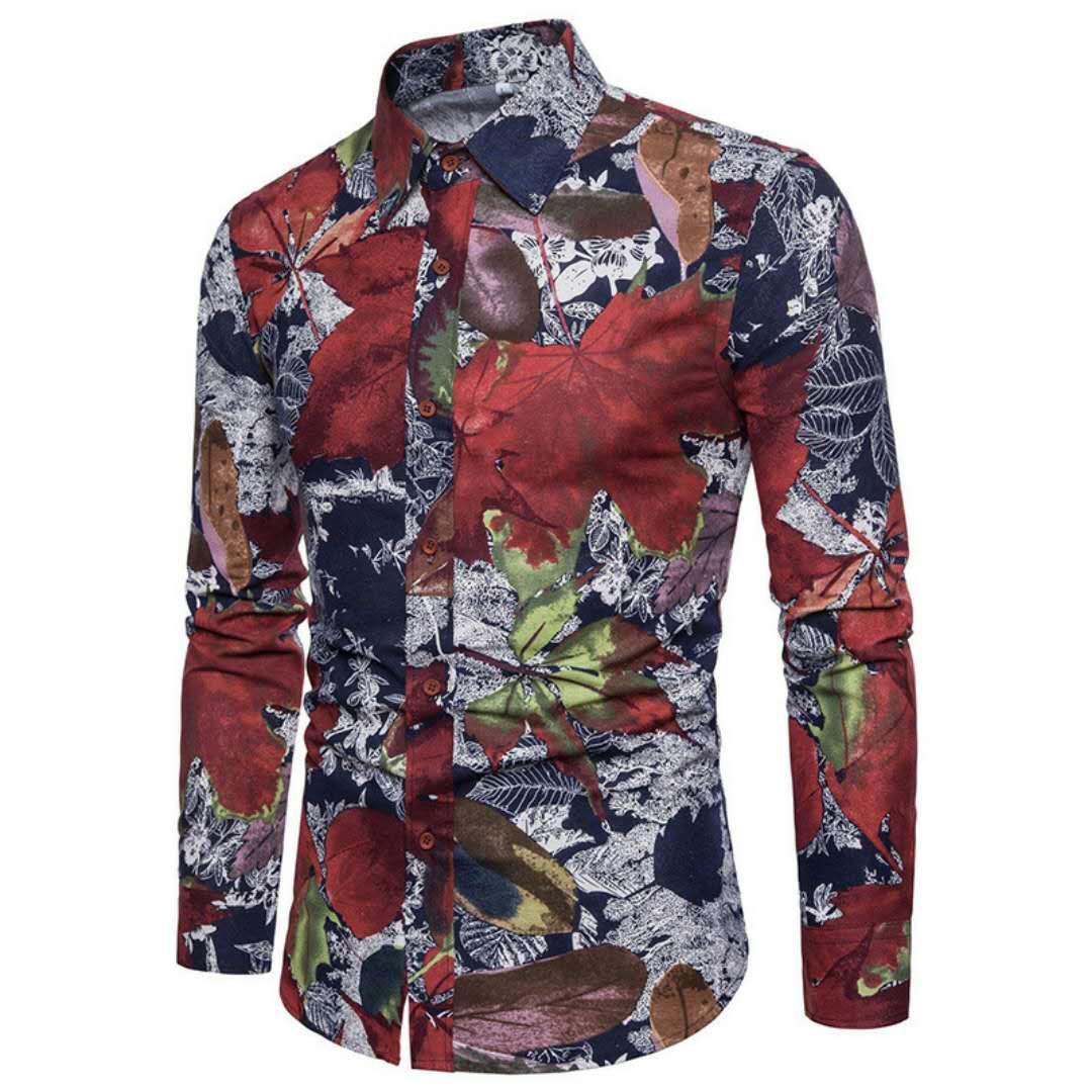 Janeo vintage multicolour Mens longsleeve Shirts - Obeezi.com