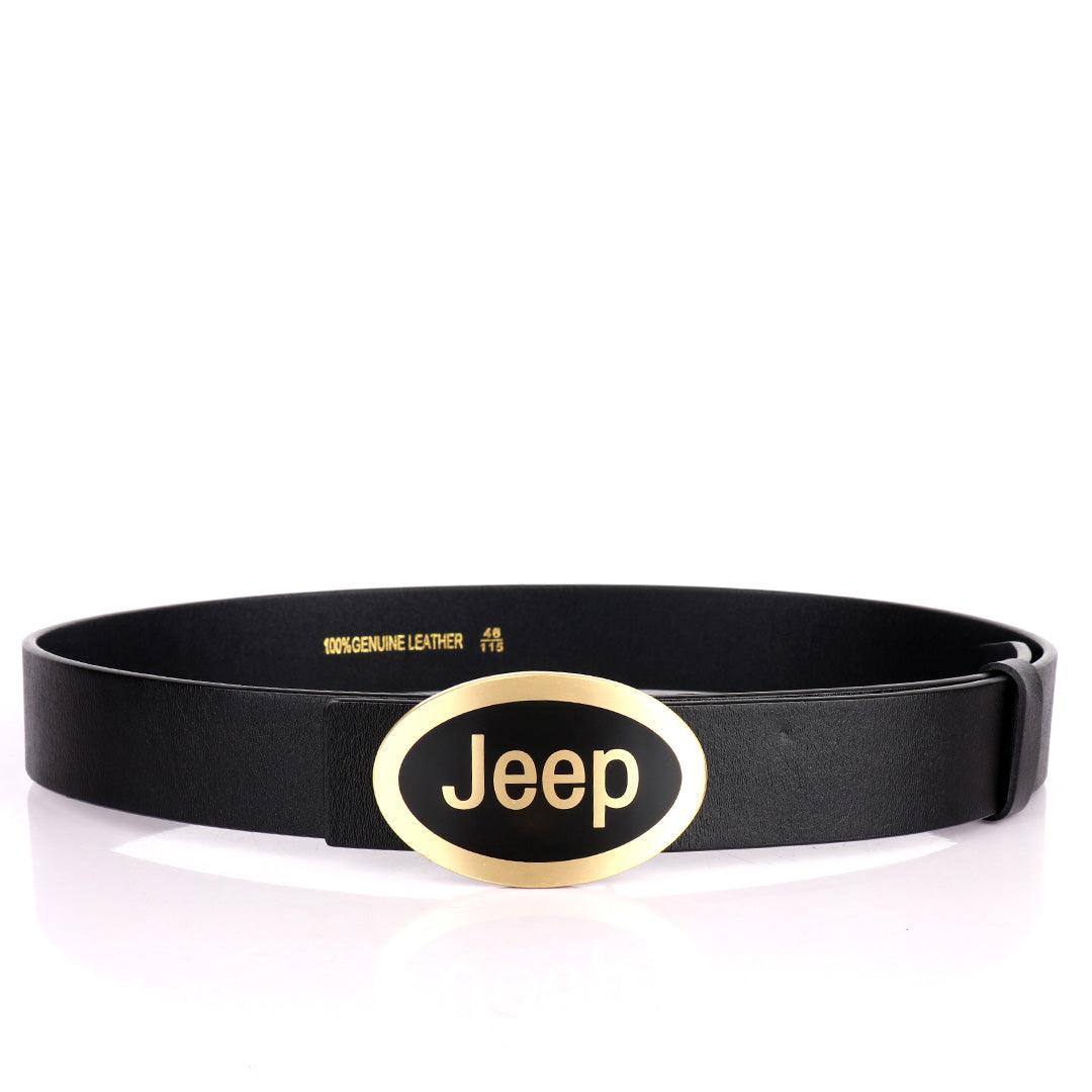 Jeep Men's Black Genuine Leather Black Belt - Obeezi.com