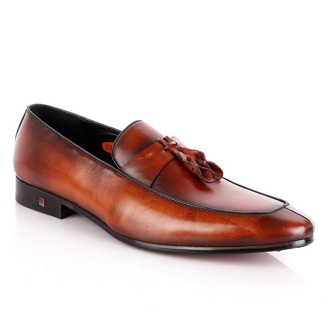 John Foster All round Brown Leather Tassel Loafer - Obeezi.com