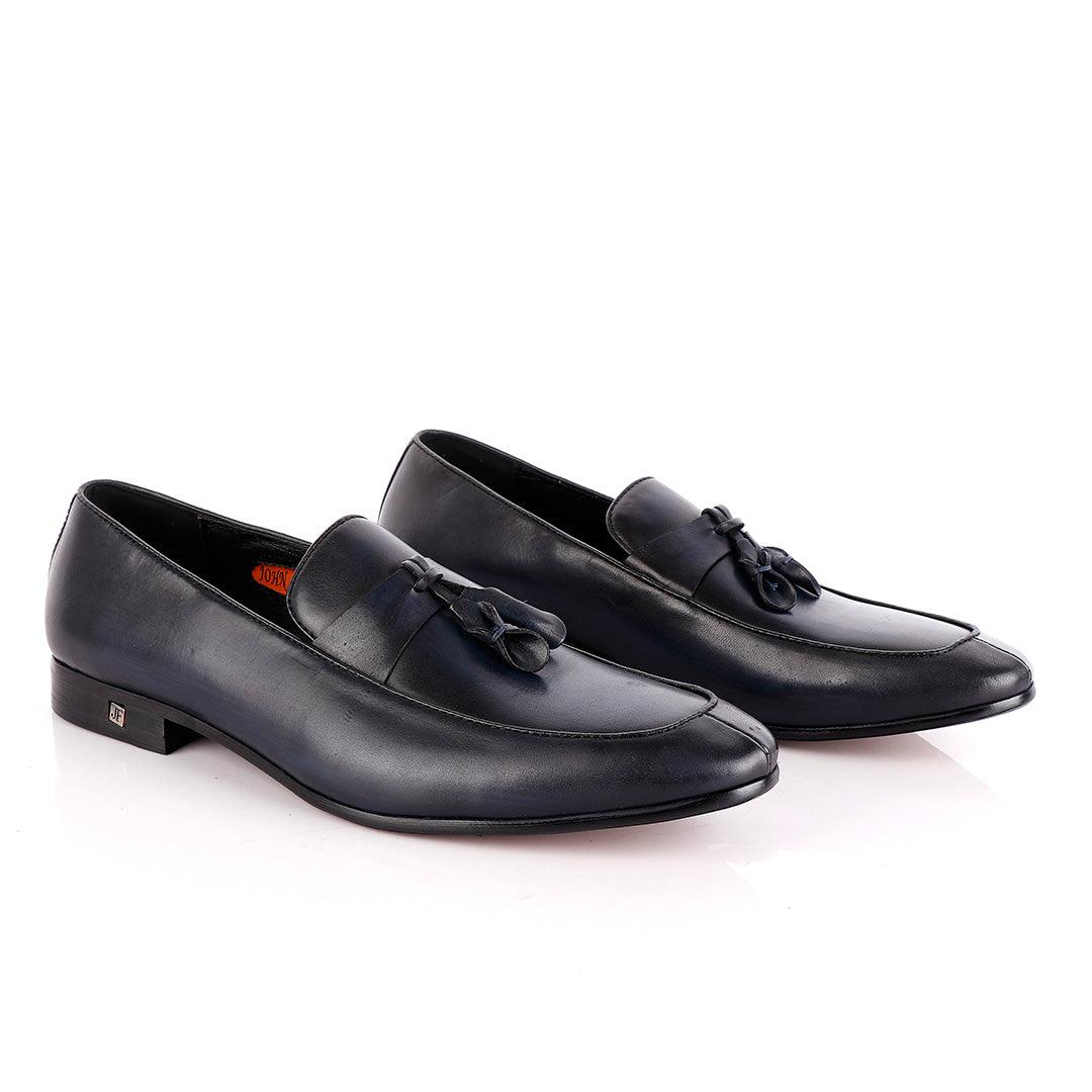 John Foster All round NavyBlue Leather Tassel Loafer - Obeezi.com