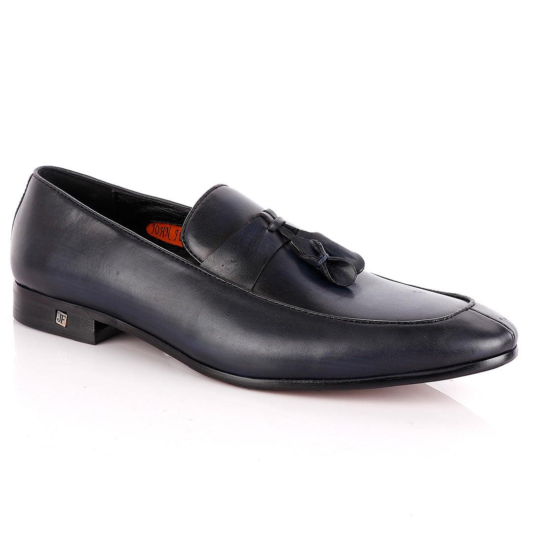 John Foster All round NavyBlue Leather Tassel Loafer - Obeezi.com