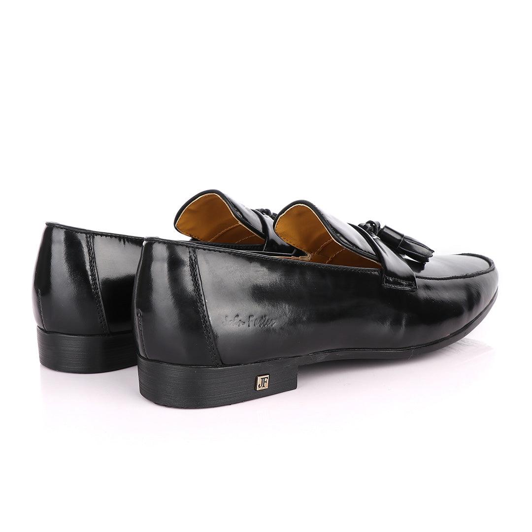 John Foster Black slip-on welted tassel loafers Shoe - Obeezi.com