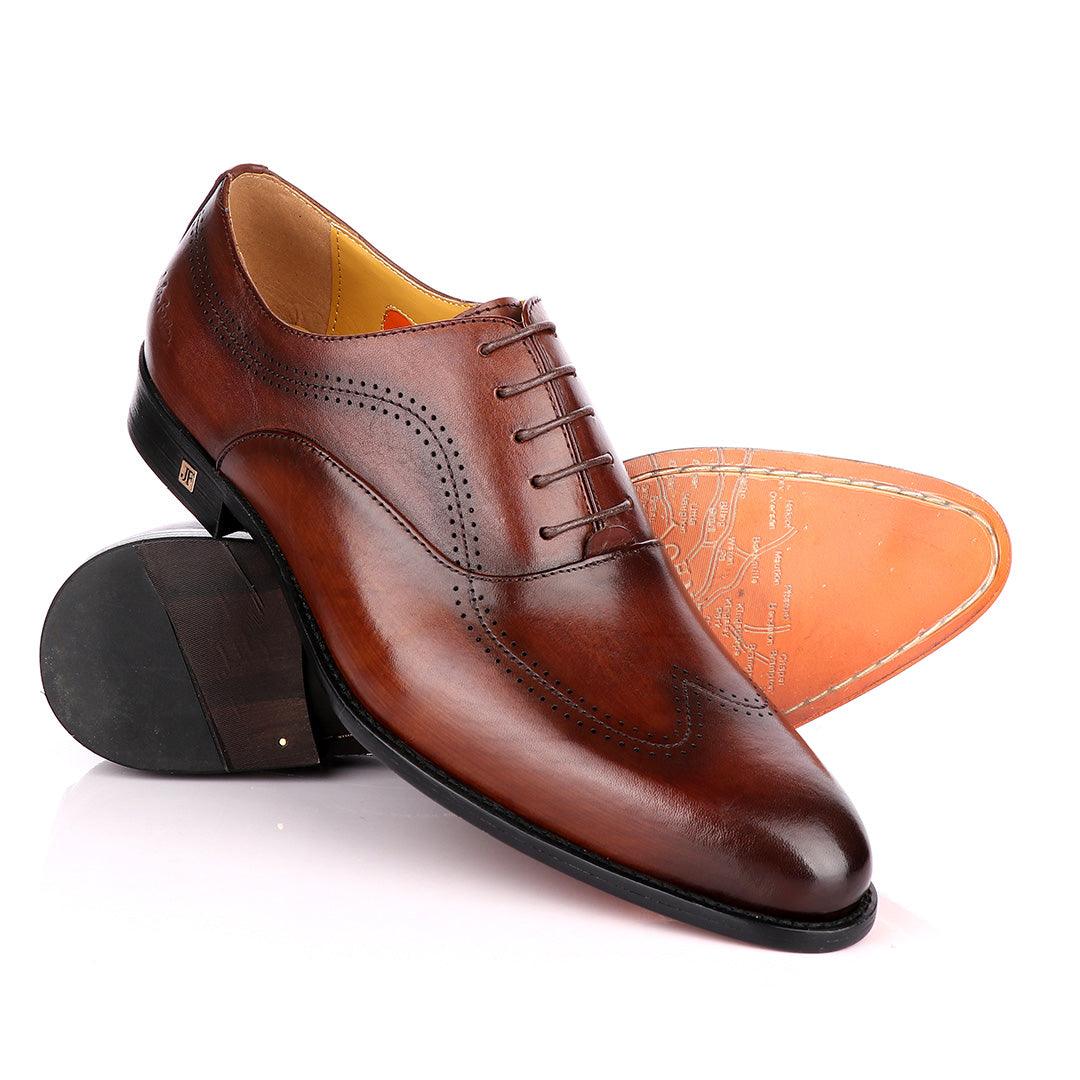 John Foster Brown Derby Lace Up Brogues Shoes - Obeezi.com