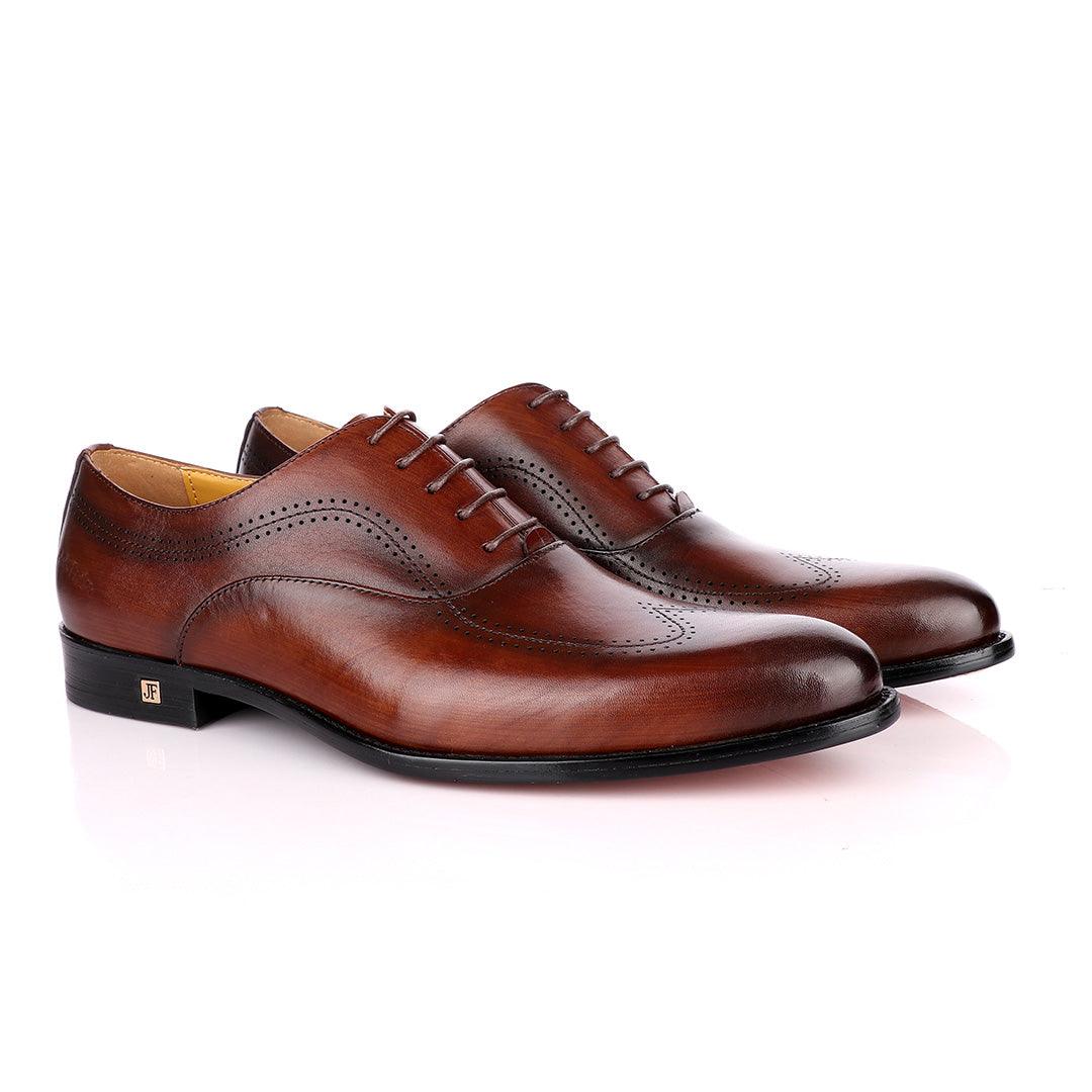 John Foster Brown Derby Lace Up Brogues Shoes - Obeezi.com