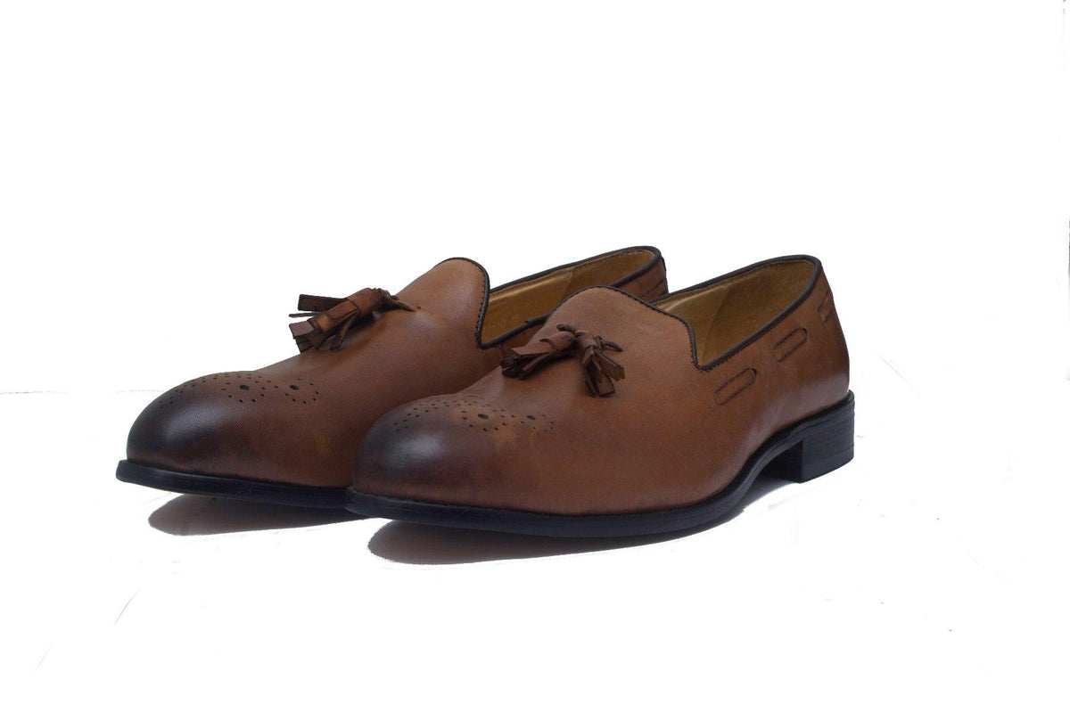 John Foster Classic Leather Tassel Brown Shoe - Obeezi.com