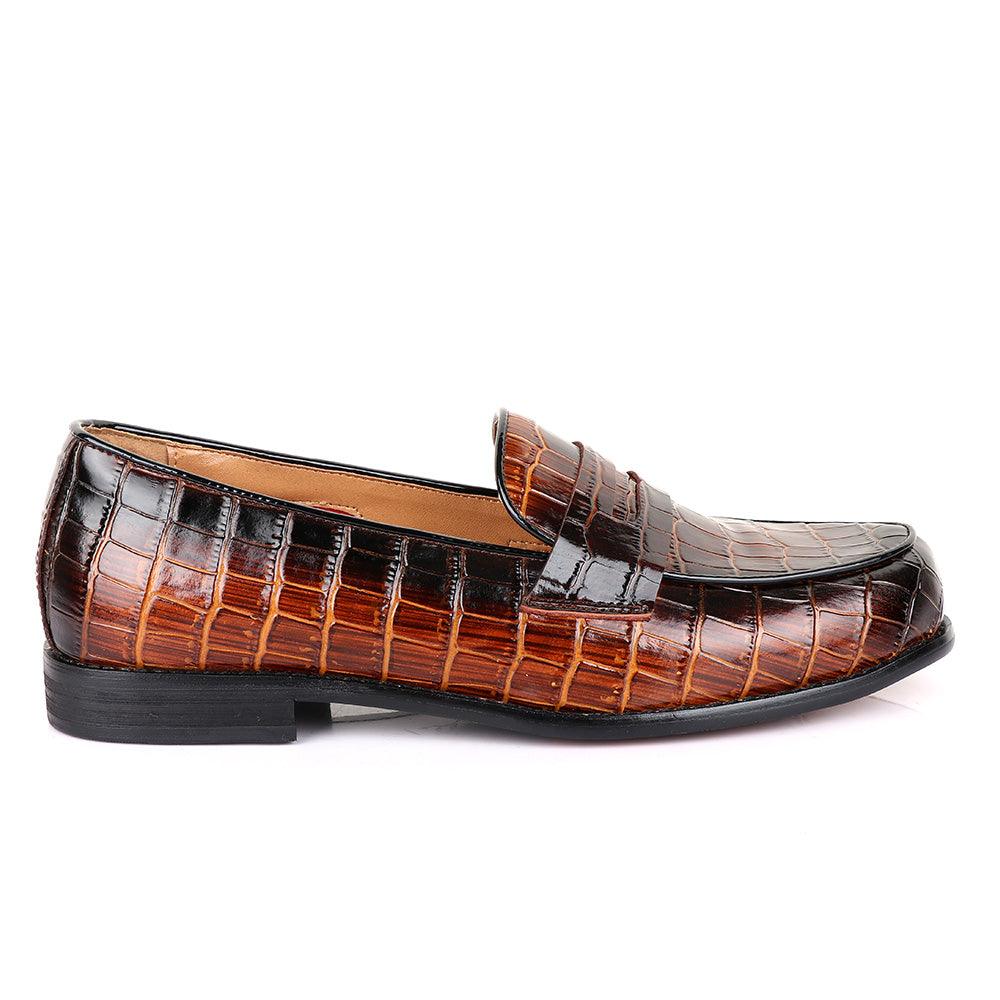 John Foster Croc Wooden Coff Leather Shoe - Obeezi.com