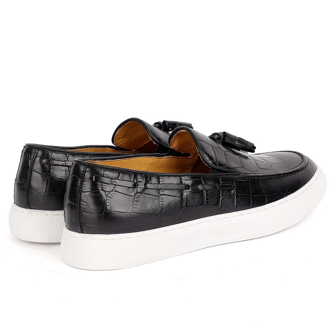 John Foster crocodile Leather Tassel Designed Cooperate Men's Sneaker Shoe - Obeezi.com