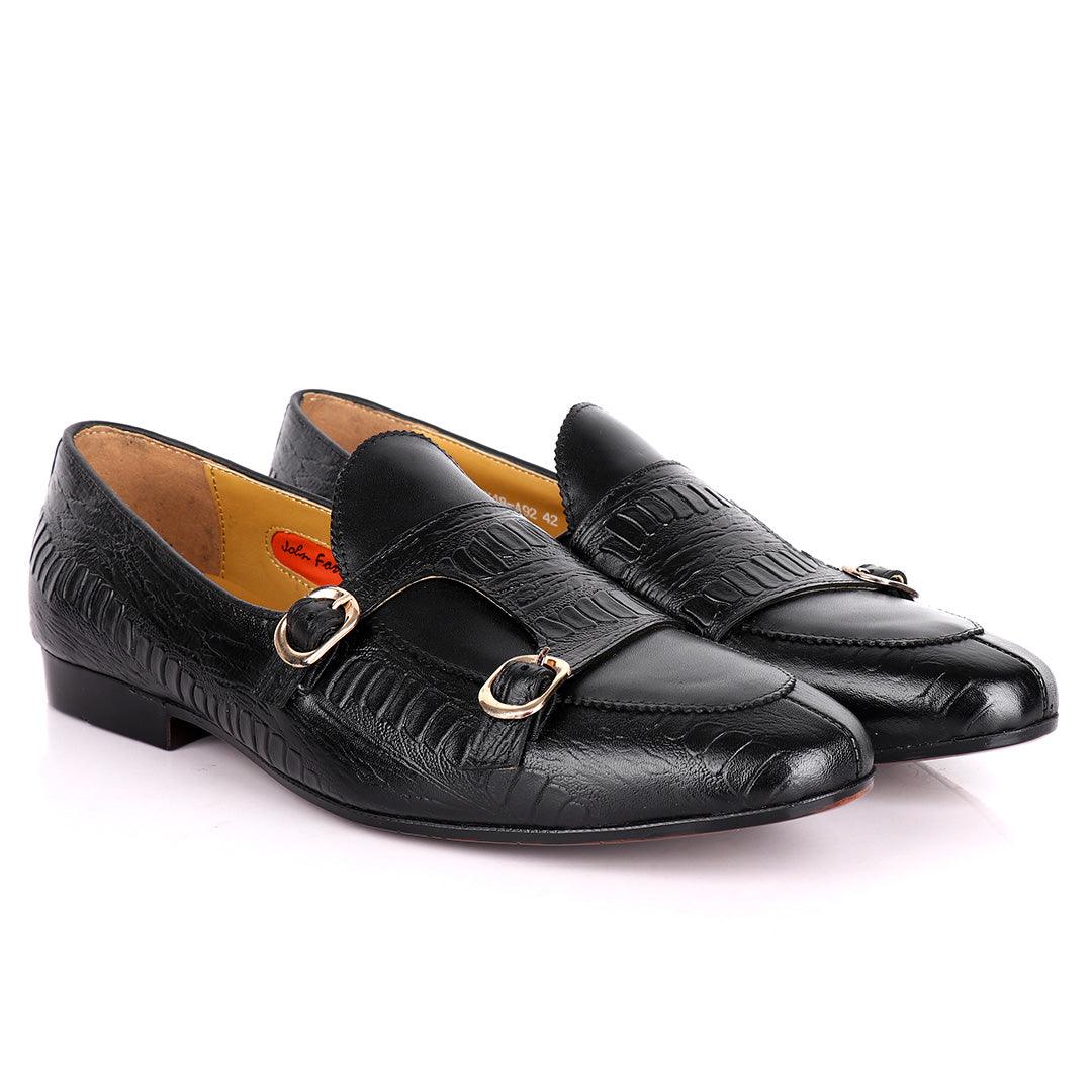 John Foster Double Monk Croc Designed Men's shoes - Obeezi.com