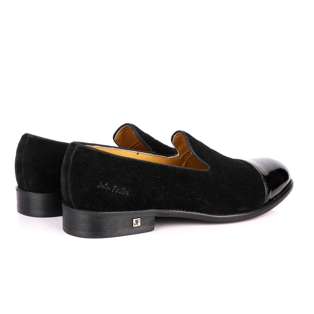 John Foster Half Wetlips And Suede Black Loafer Shoe - Obeezi.com