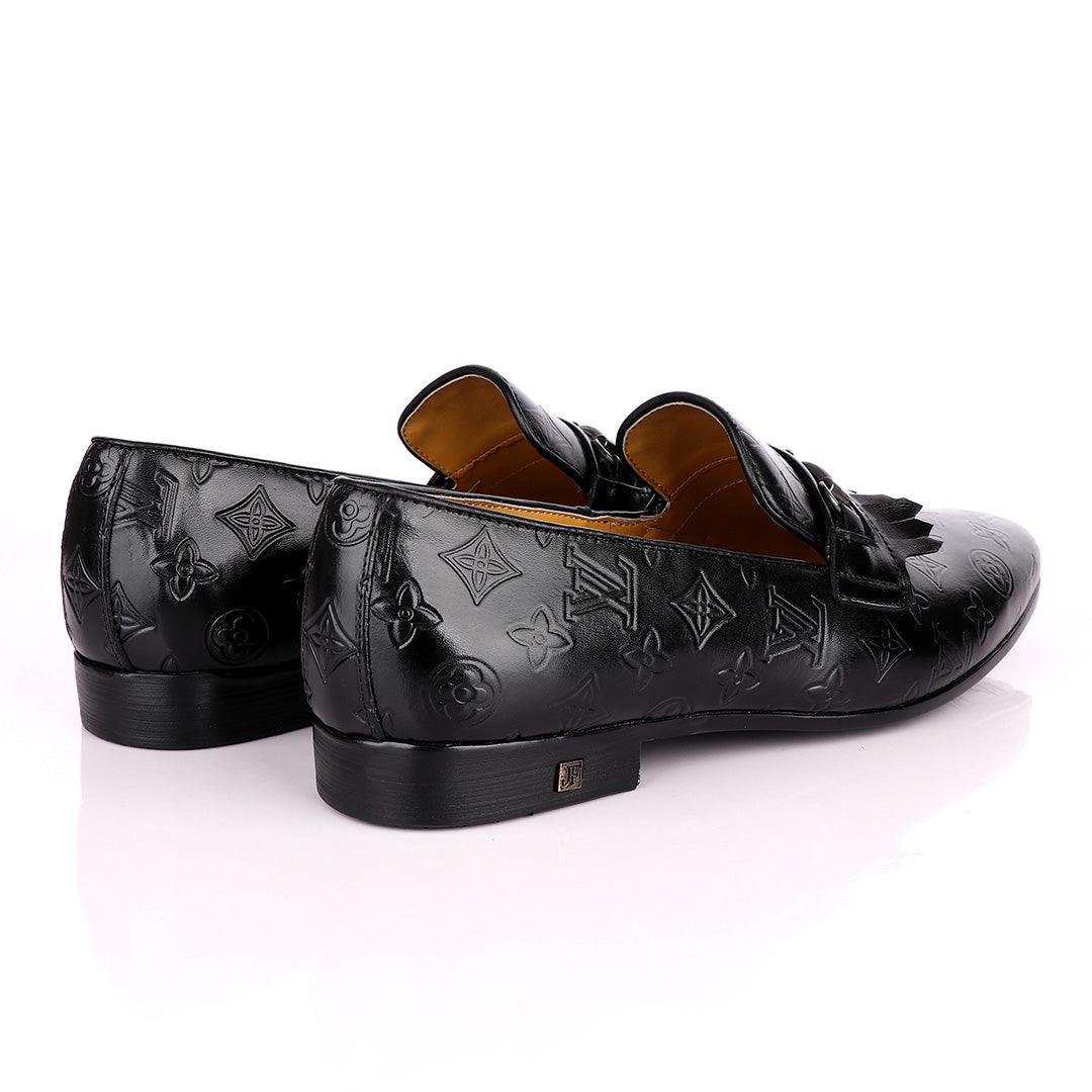John Foster "LV croc Skin" French Classic Black Shoes - Obeezi.com