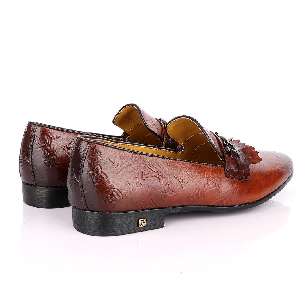 John Foster "LV croc Skin" French Classic Coffee Brown Shoes - Obeezi.com