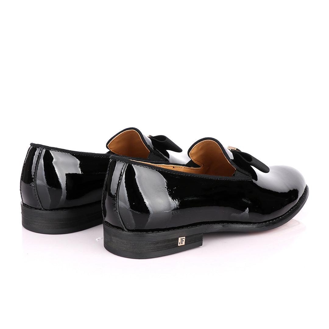 John Foster Patent Bow Wetlips Black Loafers Shoe - Obeezi.com