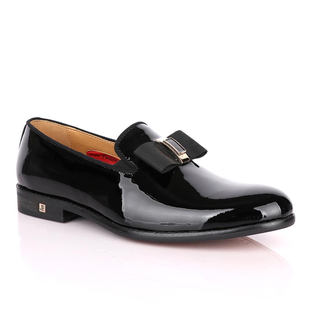 John Foster Patent Bow Wetlips Black Loafers Shoe - Obeezi.com