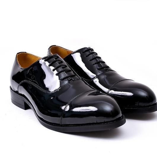 John Foster Patent Lace Up Shoe - Black - Obeezi.com