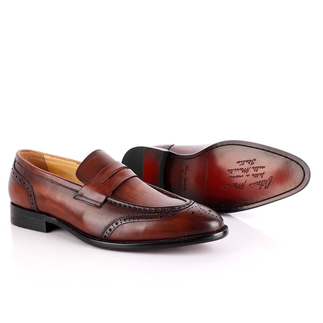 John Foster Slipon Coffee Leather Oxford Shoe - Obeezi.com