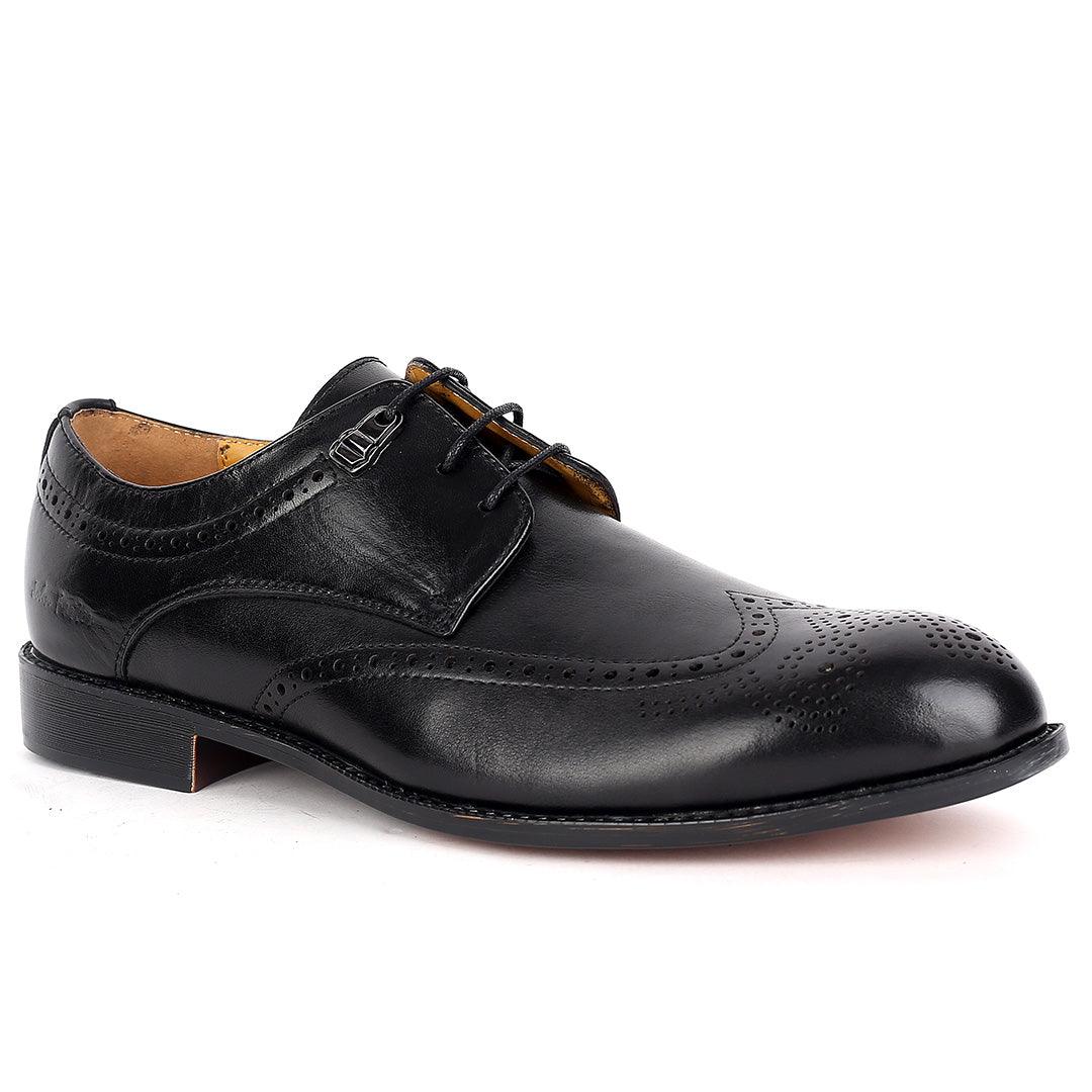 John Foster Spectator Wingtip Oxford Men's Shoes-Black - Obeezi.com