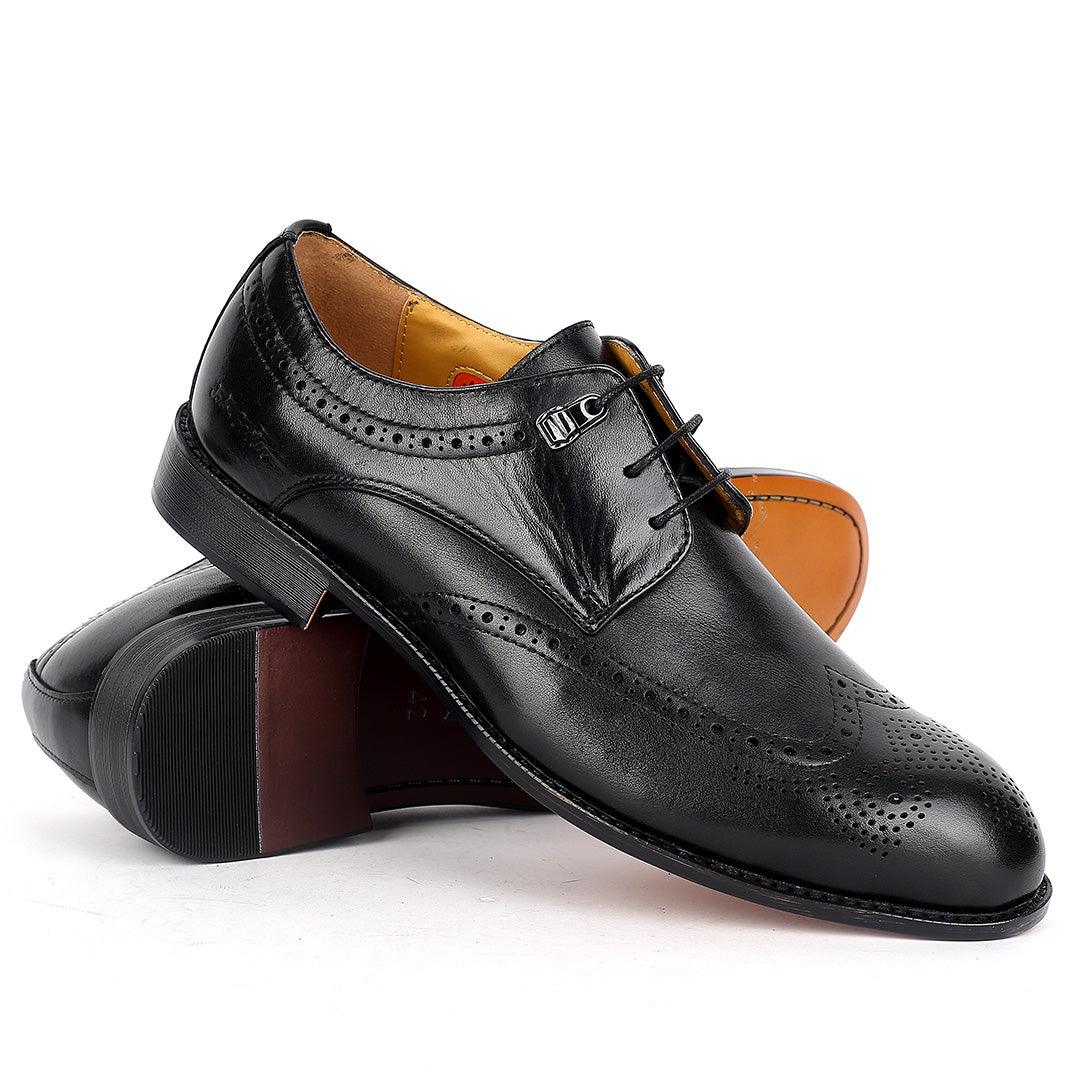 John Foster Spectator Wingtip Oxford Men's Shoes-Black - Obeezi.com