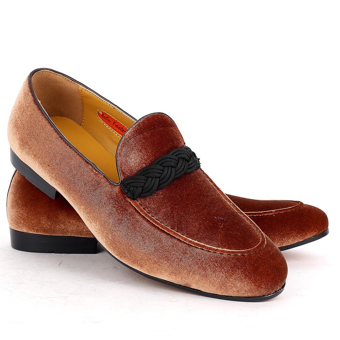 John Foster Twisted Woven Strap Brown Suede Leather Men's Shoe - Obeezi.com