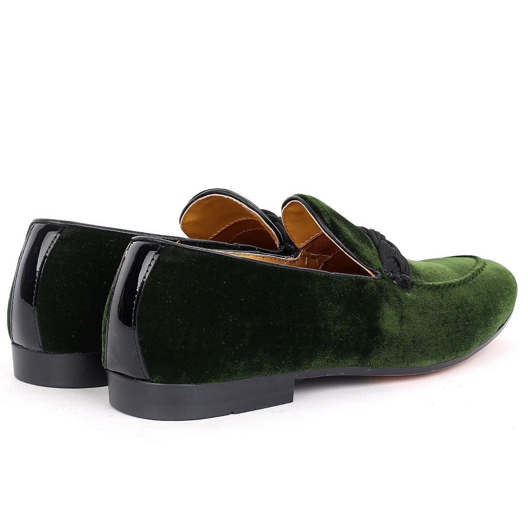 John Foster Twisted Woven Strap Green Suede Leather Men's Shoe - Obeezi.com