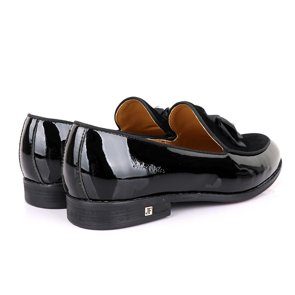 John Foster Upper Suede Patent Leather Black Shoe - Obeezi.com