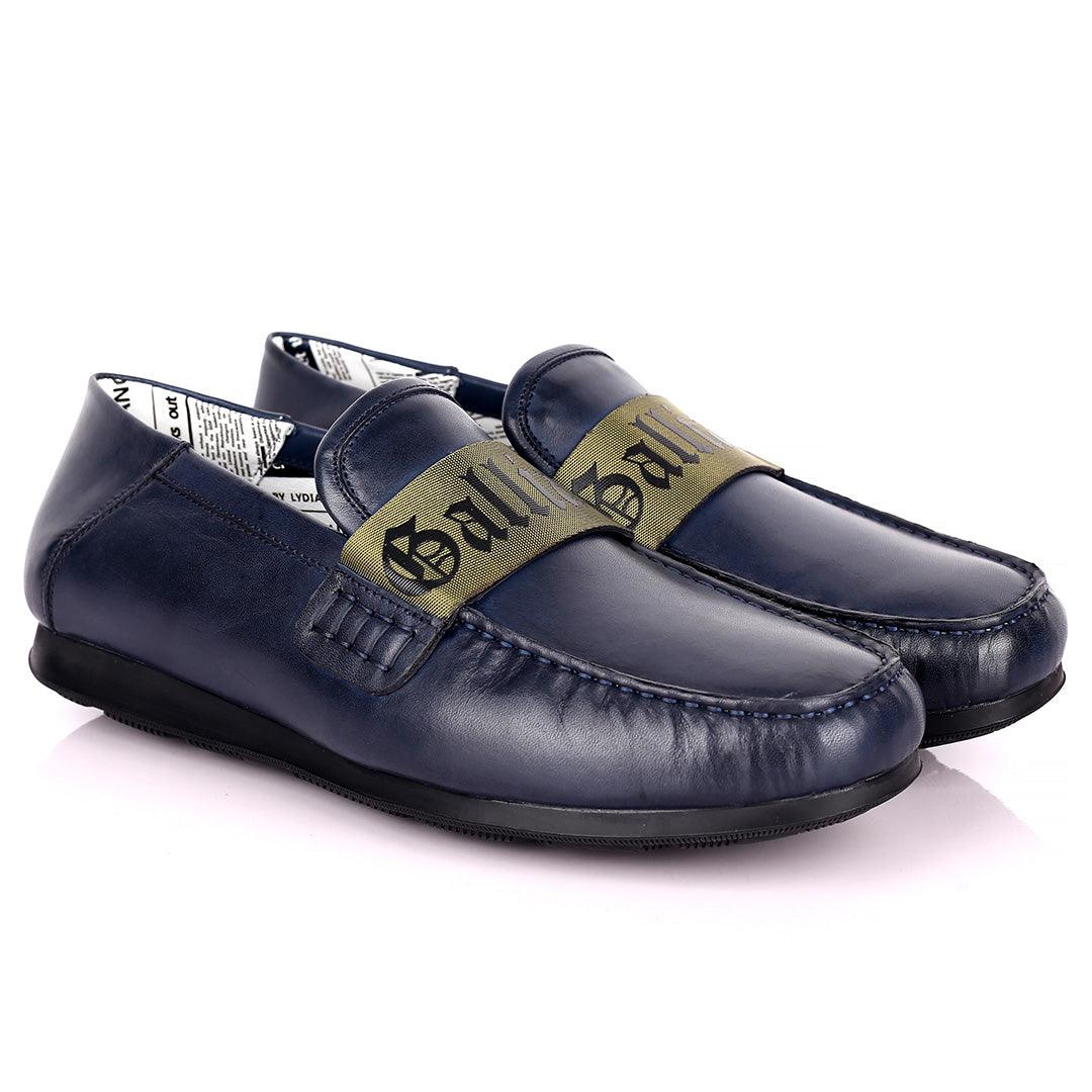 John Galliano Exquisite Green Branded Belted Leather Shoe - Blue - Obeezi.com