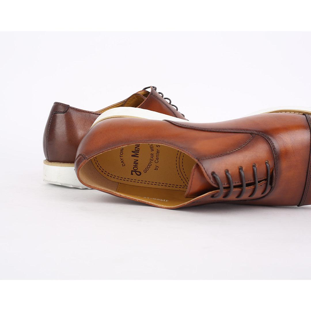 John Mendon Daytonaline Plain Leather Sneakers Shoe-Brown - Obeezi.com