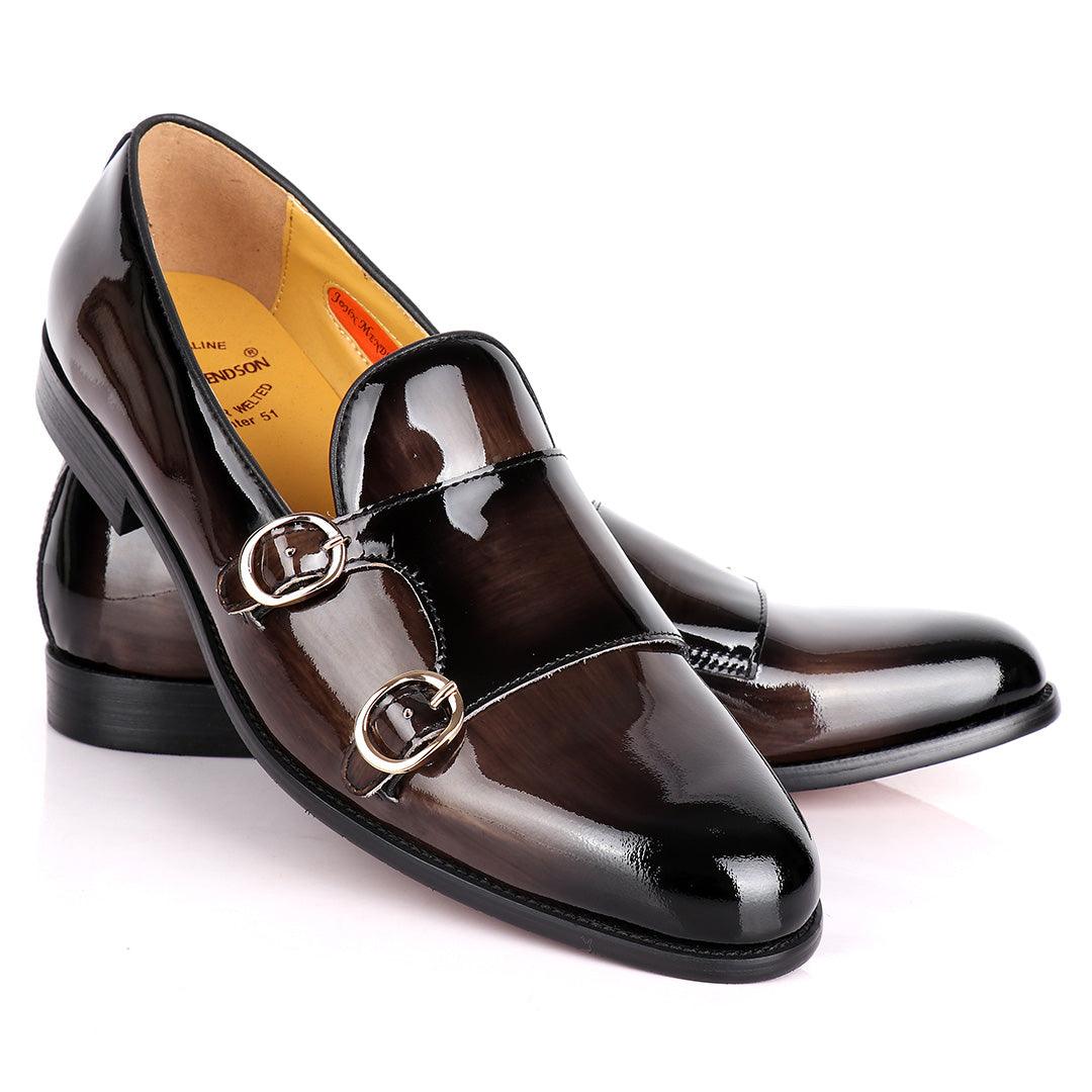 John Mendson Double Monk Strap Wetlooks Grey Shoe - Obeezi.com