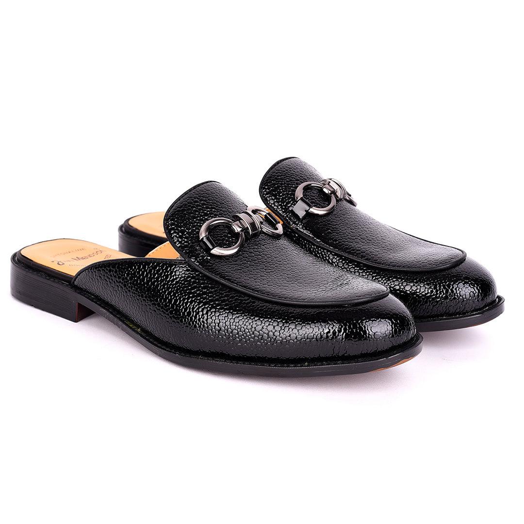 John Mendson Full Black Designer Leather Chain Half Men's Shoe - Obeezi.com