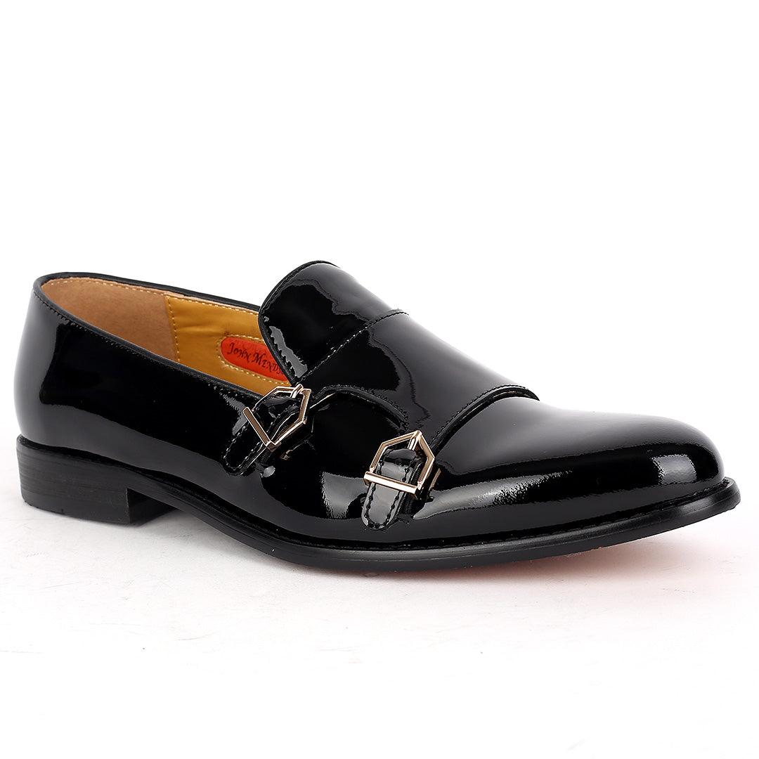 John Mendson Glossy Leather Skin Buckle Strap Monk Shoes - Obeezi.com