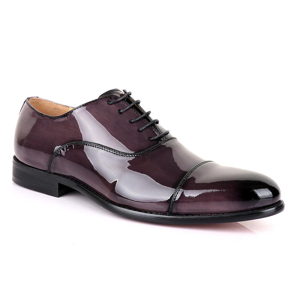 John Mendson Laceup Glossy Purple Leather Shoe - Obeezi.com