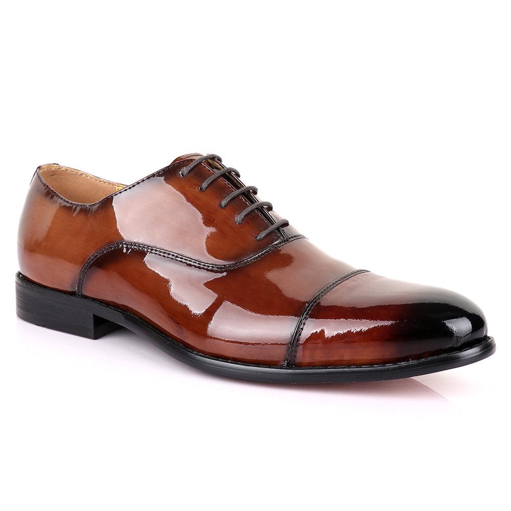 John Mendson Laceup Wetlips Brown Leather Shoe - Obeezi.com
